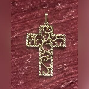 Large Sterling Silver Ornate Cross Pendant #7842